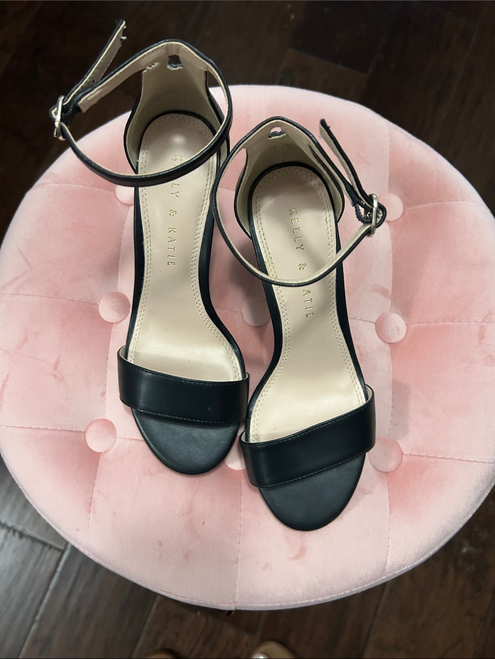 Kelly & Katie Black Open-Toe Ankle-Strap Heels
